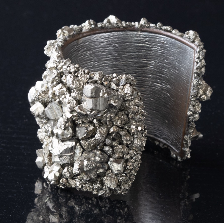 Ore II, an open cuff encrusted with pyrite